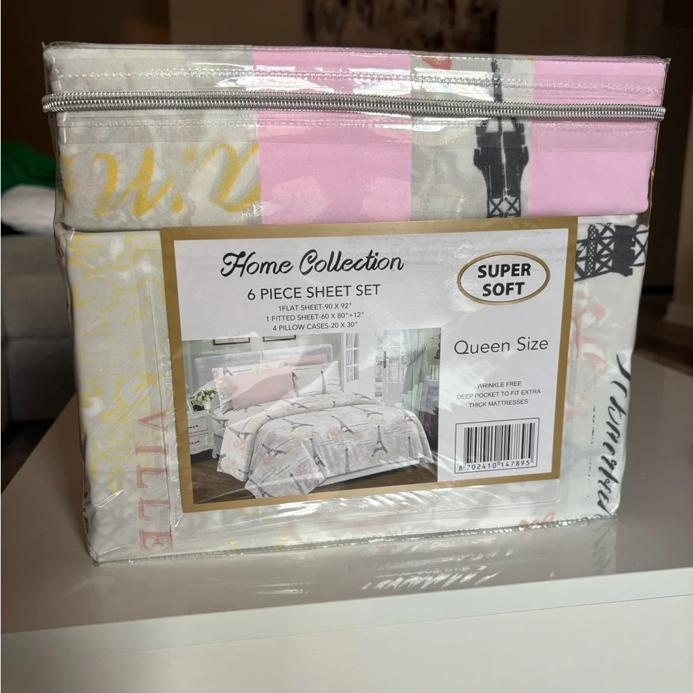 Home Collection Paris Themed Queen Sheet Set